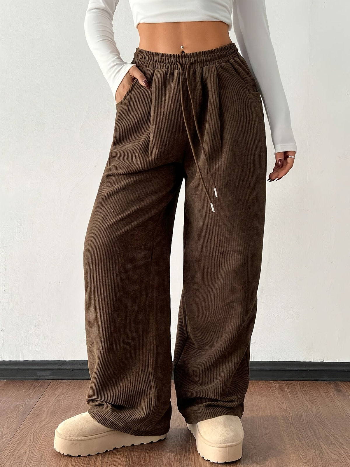 Marlowe Comfortable Drawstring Wide-Leg Pants