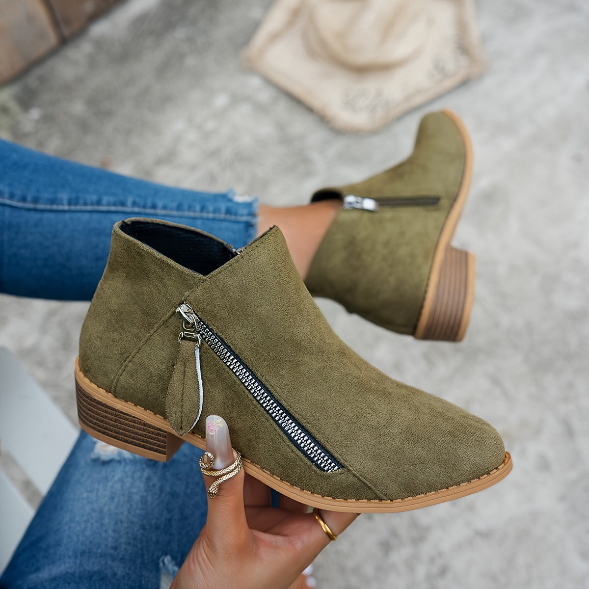 Evelina Side-Zip Ankle Boots