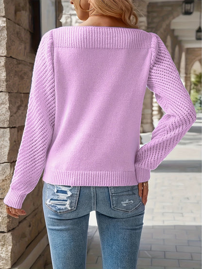 Evelisse Openwork Sleeve Knit Sweater