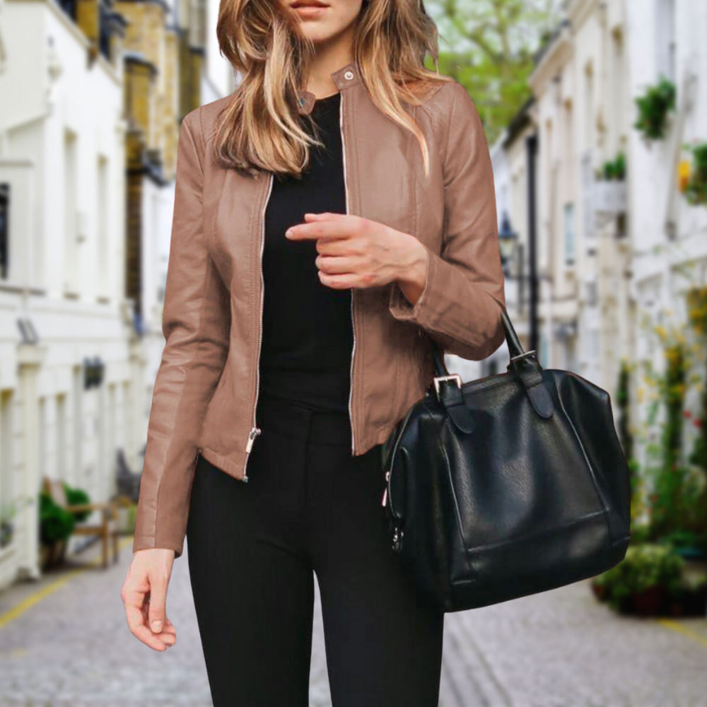 Mireya Zip-Front Biker Jacket