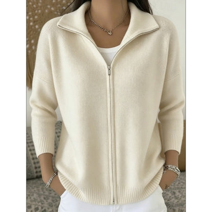 Vesper Stand-Collar Zip-Up Cardigan