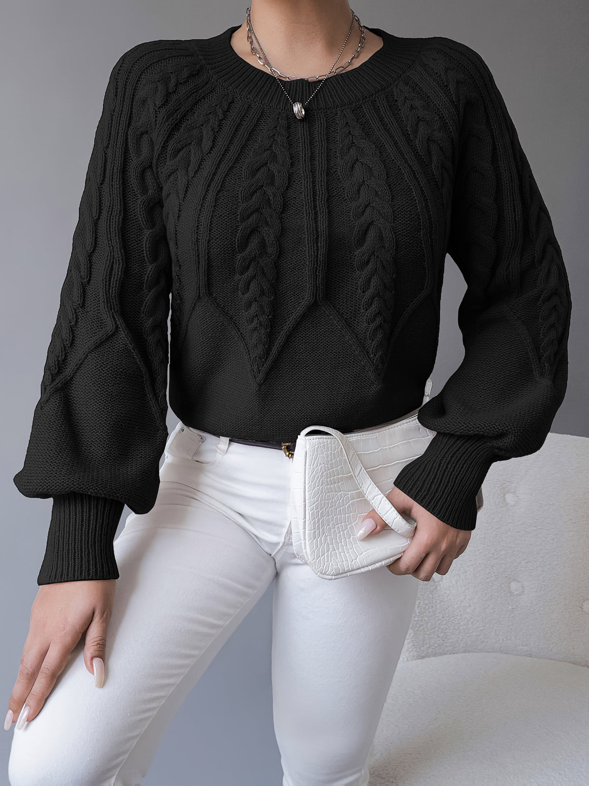 Mireille Textured Cable-Knit Sweater