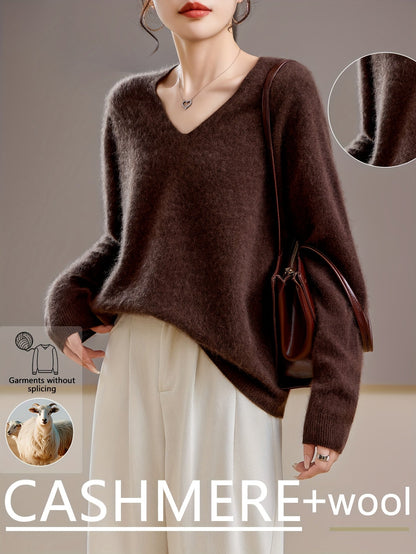Aveline Cashmere Wool V-Neck Sweater