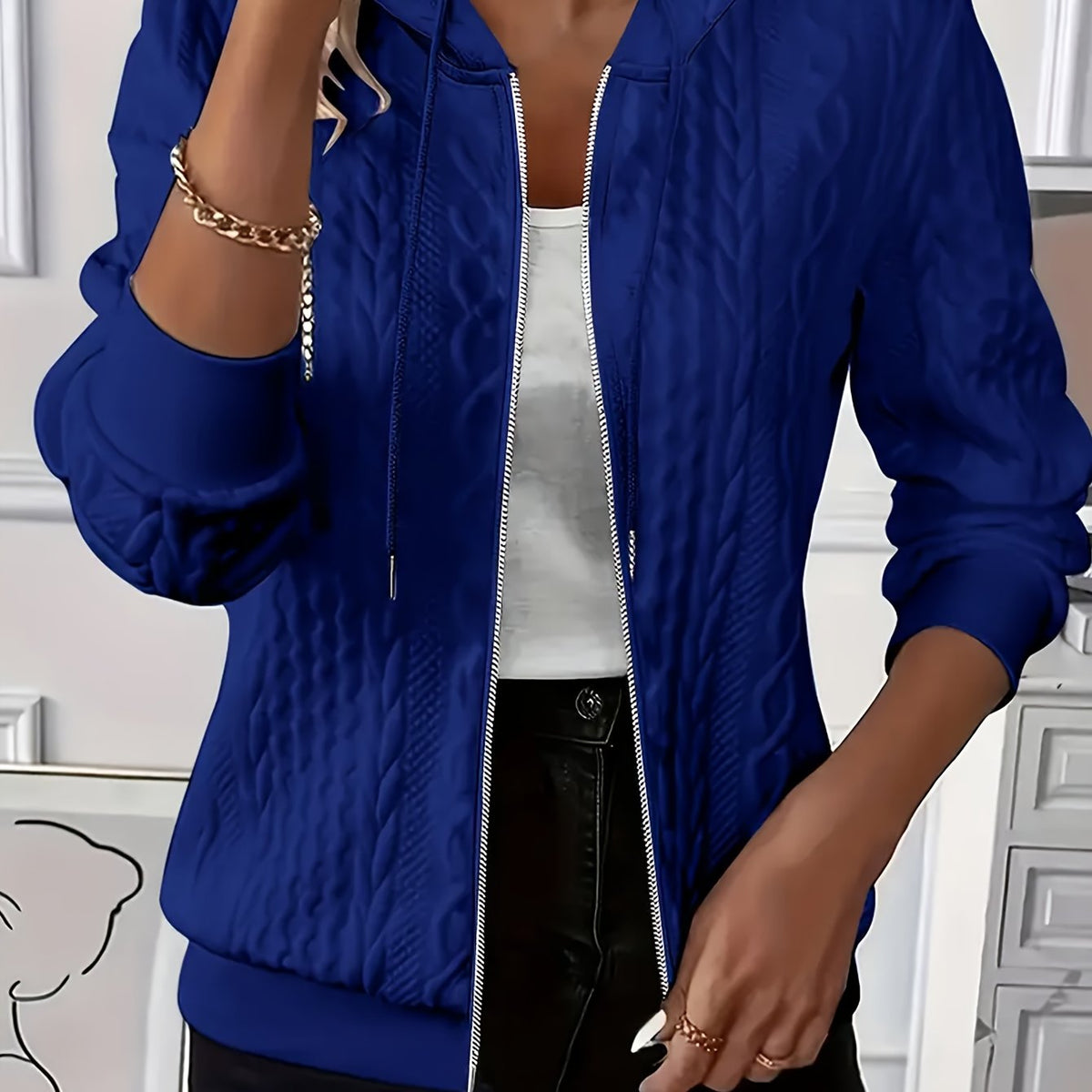 Romilly Textured Zip-Up Hooded Jacket