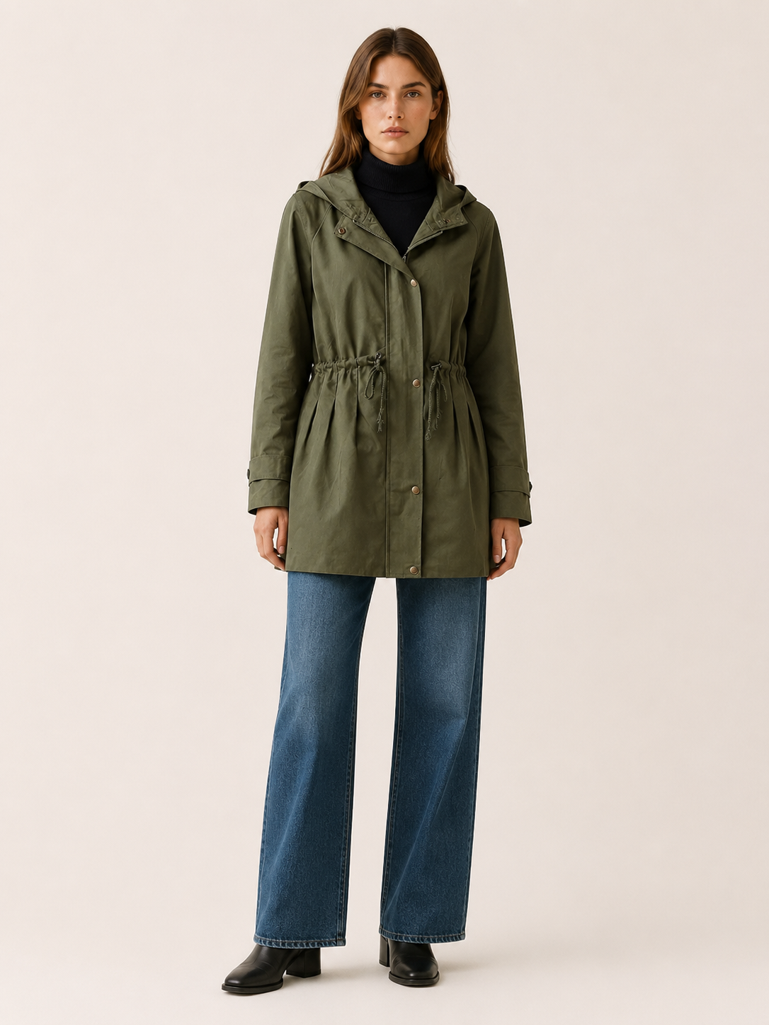 Florina Hooded Drawstring Trench Coat