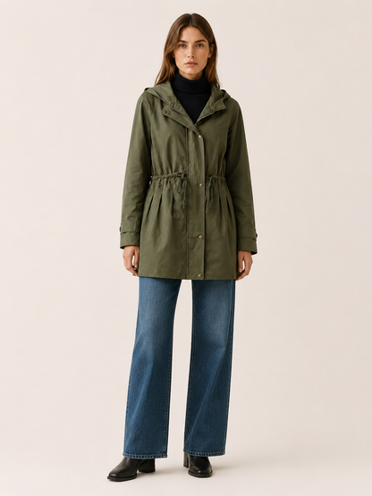 Florina Hooded Drawstring Trench Coat