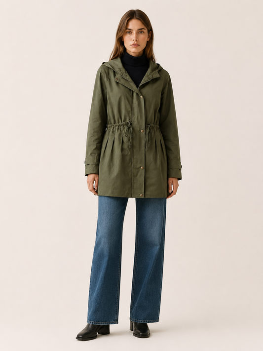 Florina Hooded Drawstring Trench Coat