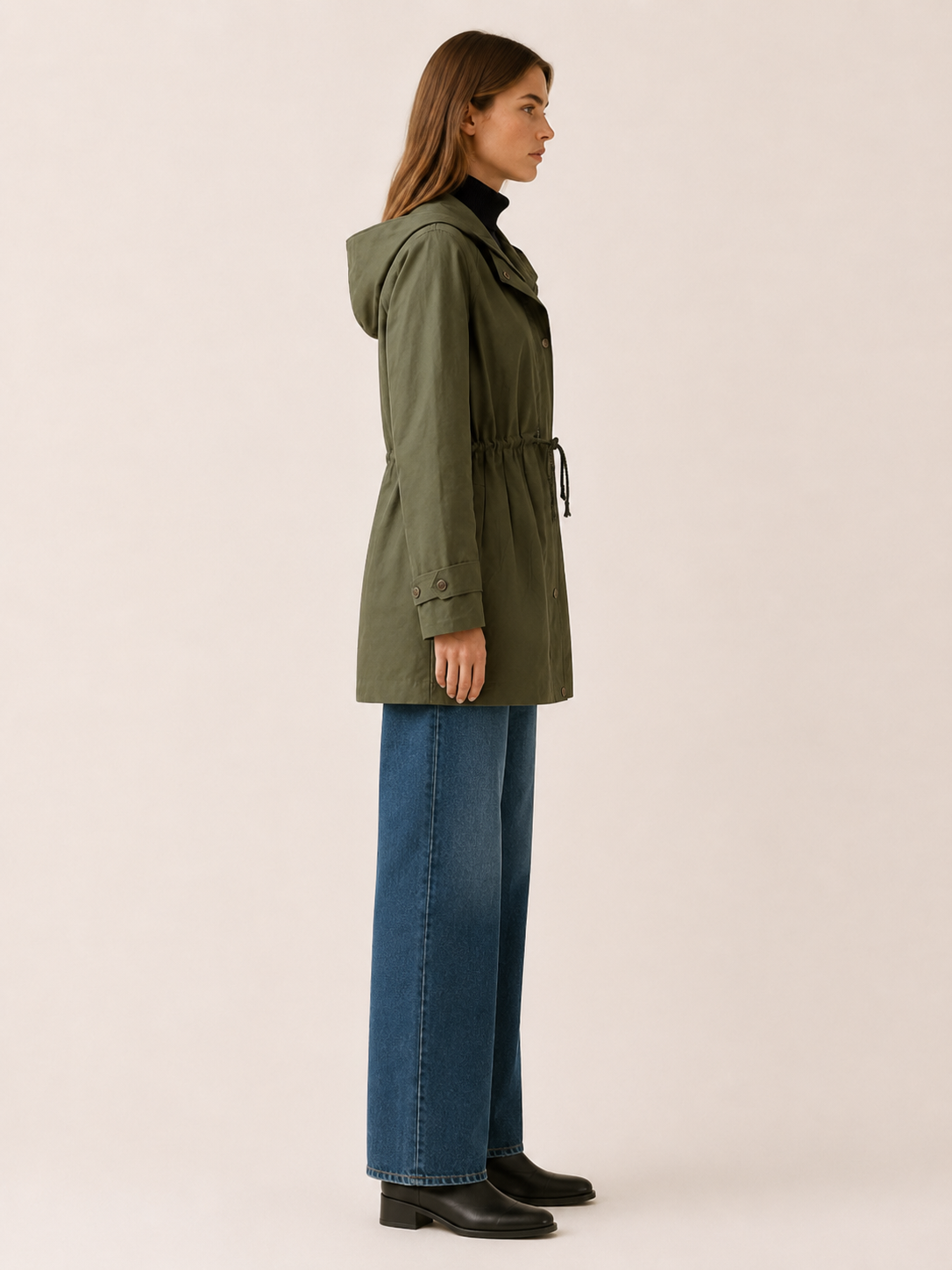 Florina Hooded Drawstring Trench Coat