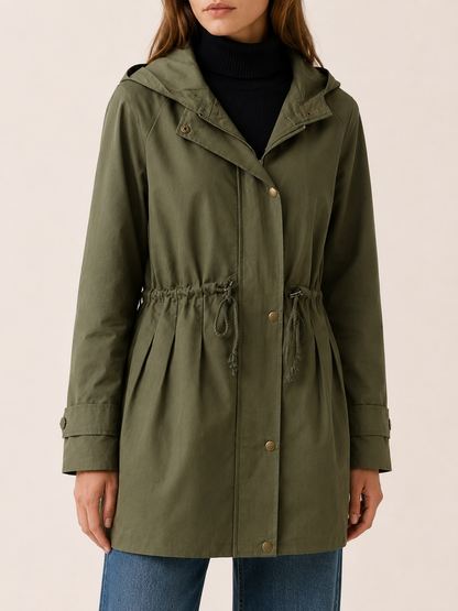 Florina Hooded Drawstring Trench Coat