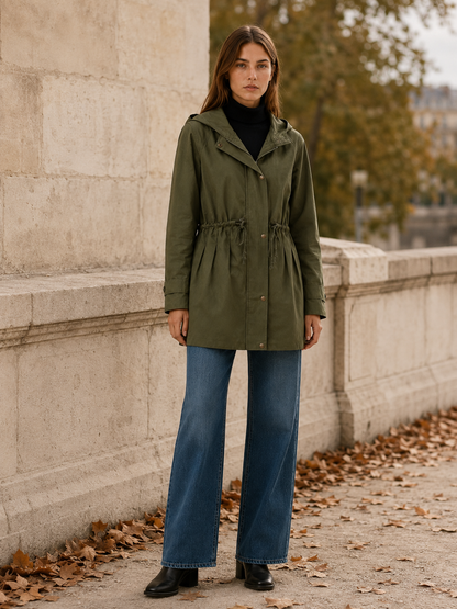 Florina Hooded Drawstring Trench Coat