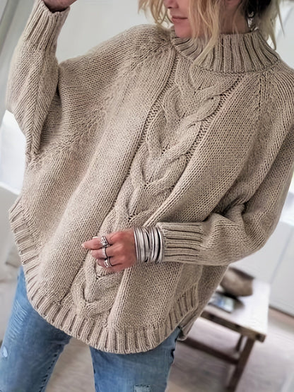 Maëlle High-Neck Cable-Knit Sweater