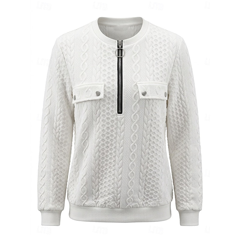 Mirette Cable-Knit Quarter-Zip Top