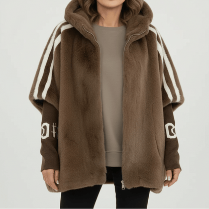 Aurette Oversized Faux Fur Cape Jacket