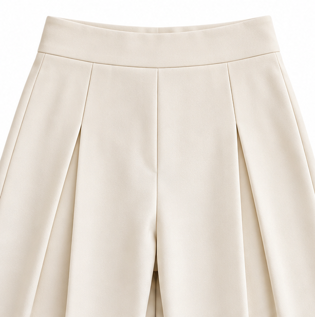 Alessa Stretch High-Waist Pleated Wide-Leg Pants