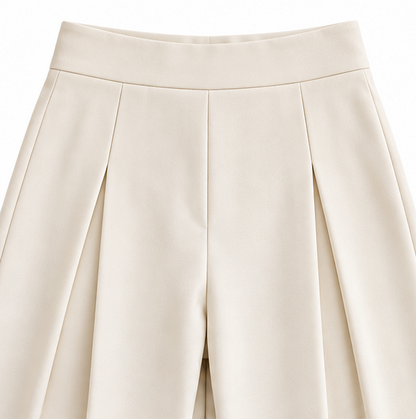Alessa Stretch High-Waist Pleated Wide-Leg Pants