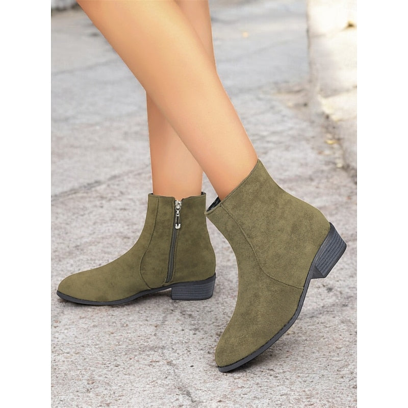 Camille Side-Zip Block Heel Ankle Boots