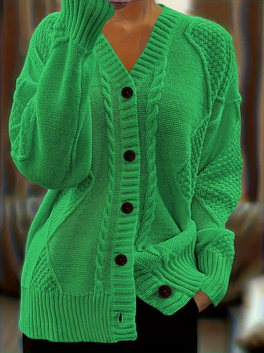 Ariadne Cable-Knit Button-Front Cardigan
