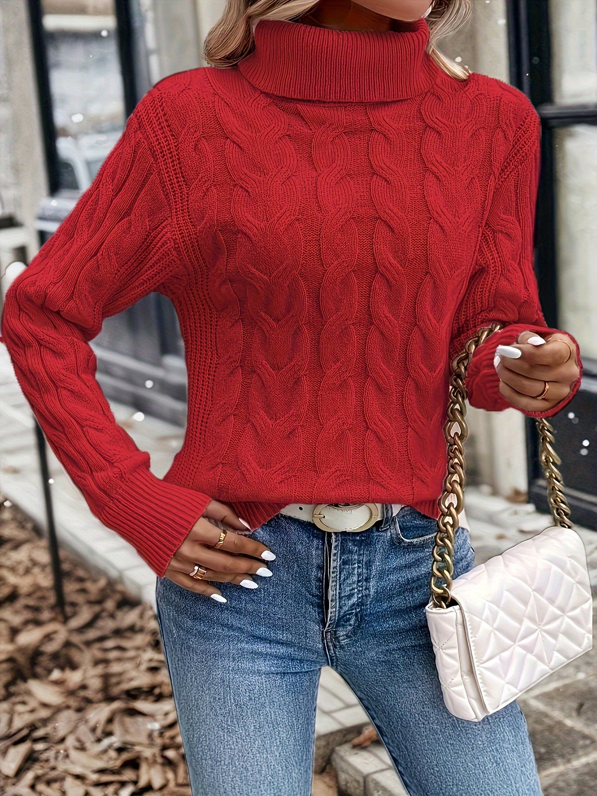 Rosamund Cable-Knit Turtleneck Sweater