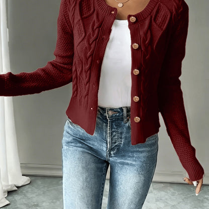 Melisande Cable-Knit Button-Front Cardigan