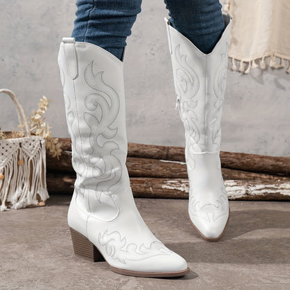 Alessandra Embroidered Knee-High Cowboy Boots