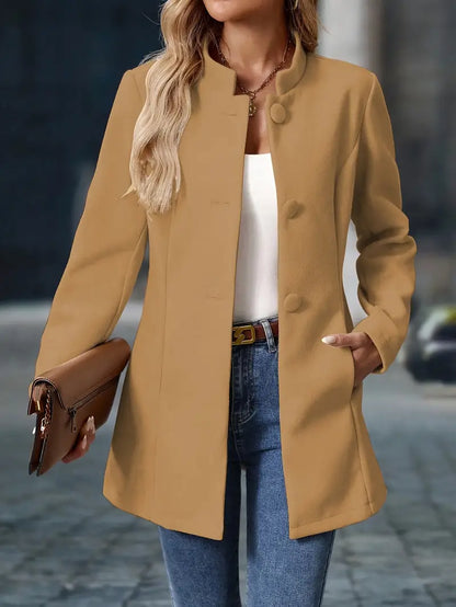 Isabeau Stand-Collar Button Coat