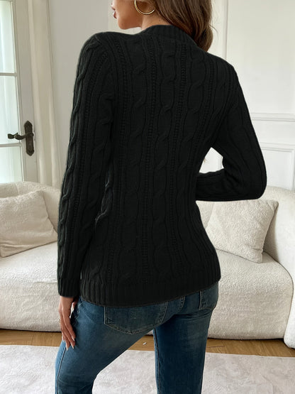 Verena Cable-Knit Round-Neck Sweater