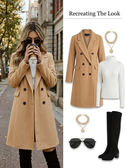 Celestine Double-Breasted Mid-Length Coat
