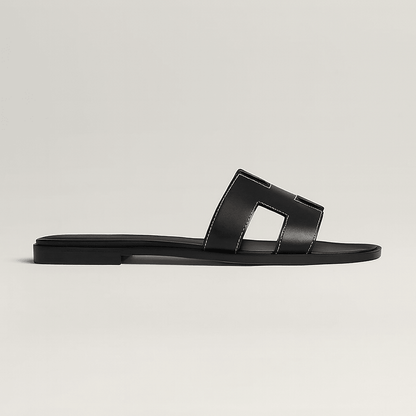 Rosetta Cut-Out Leather Slide Sandals