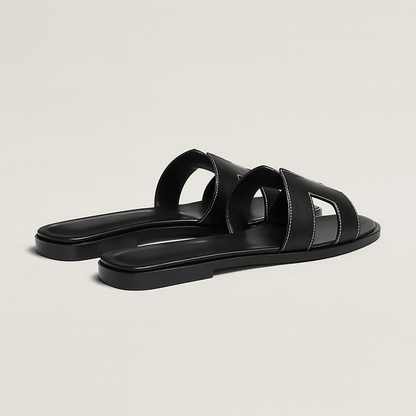 Rosetta Cut-Out Leather Slide Sandals