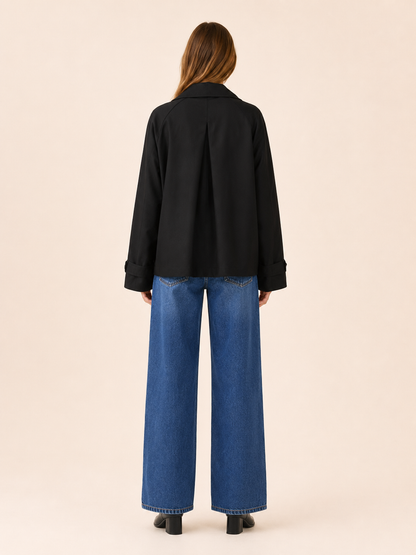 Matilda Black Double-Breasted Trench Coat