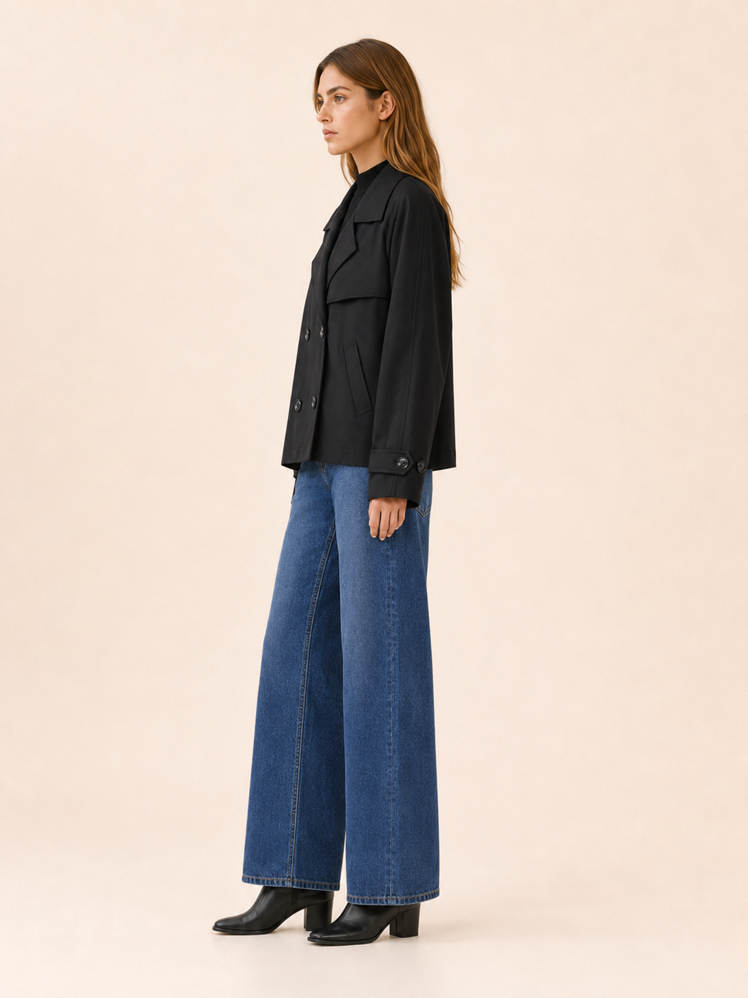 Matilda Black Double-Breasted Trench Coat