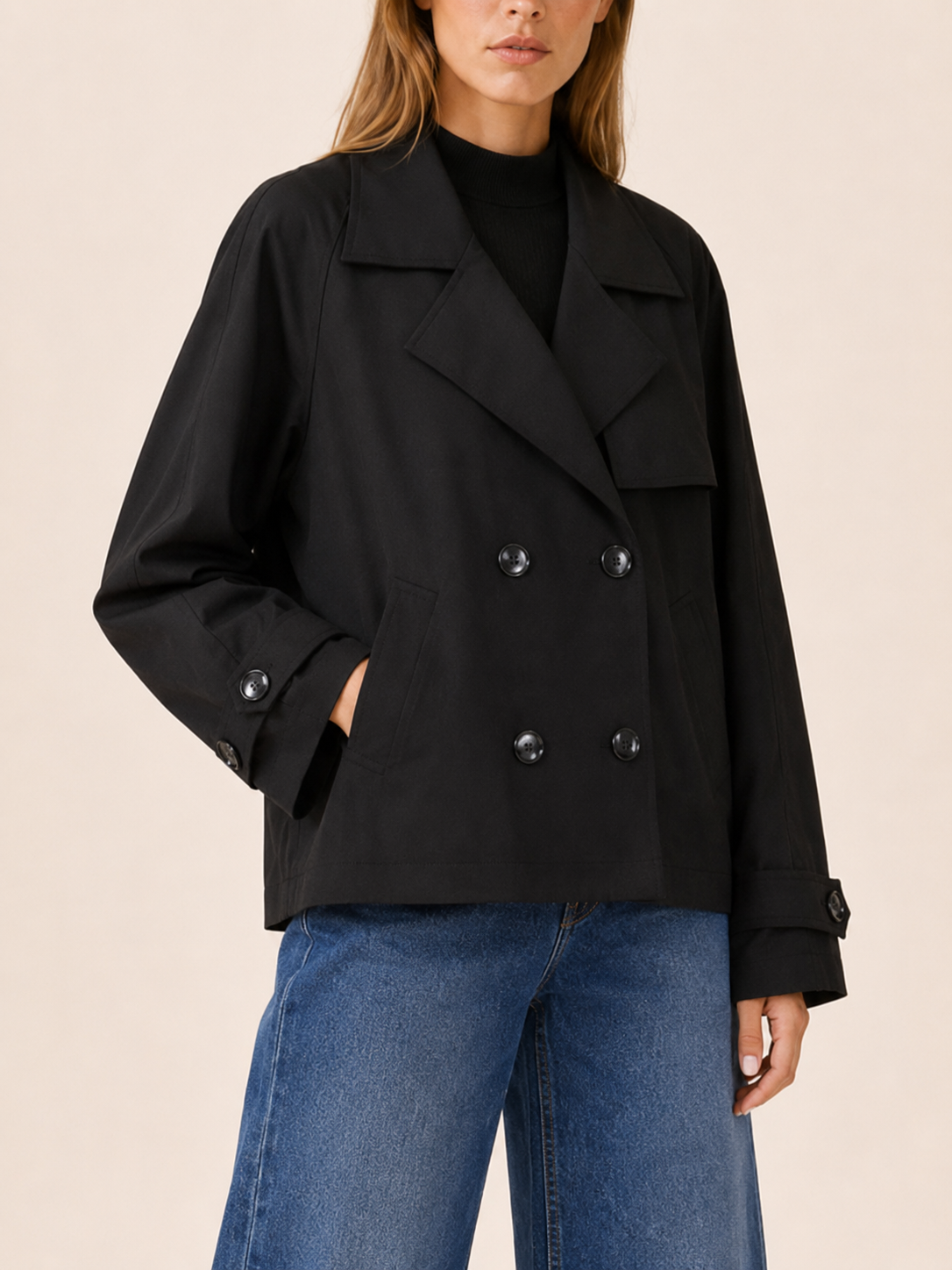 Matilda Black Double-Breasted Trench Coat
