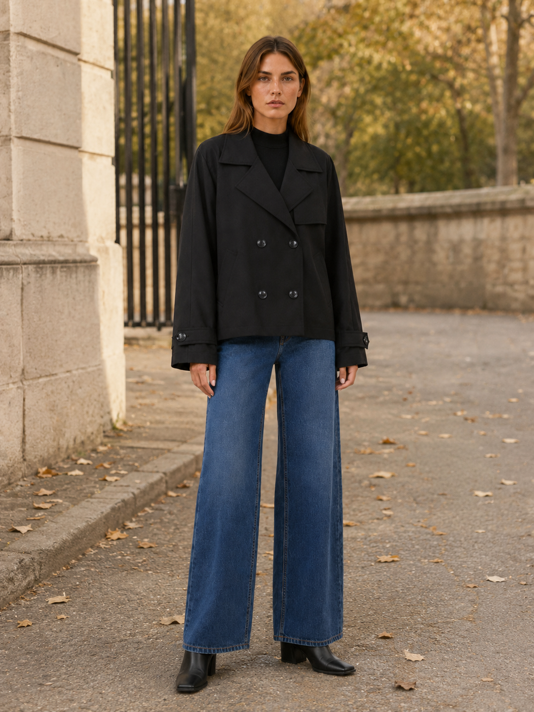 Matilda Black Double-Breasted Trench Coat