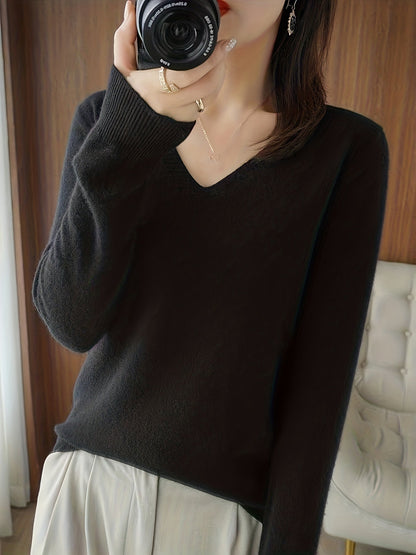 Ravina Relaxed V-Neck Knit Sweater