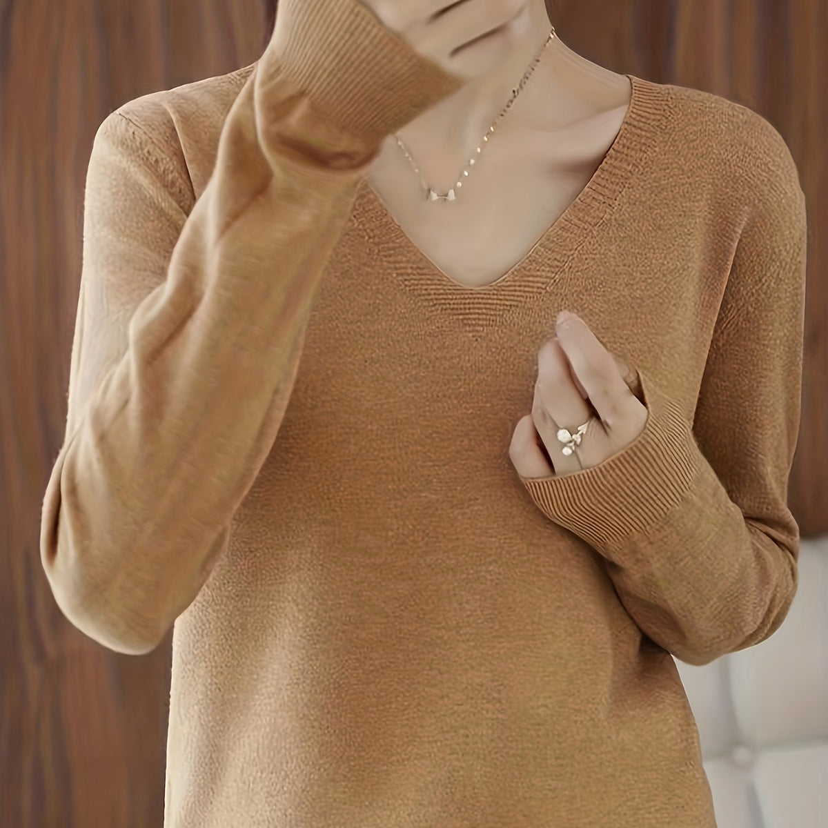 Ravina Relaxed V-Neck Knit Sweater