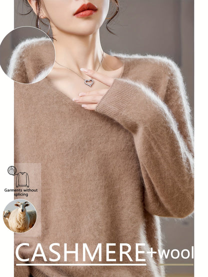 Aveline Cashmere Wool V-Neck Sweater
