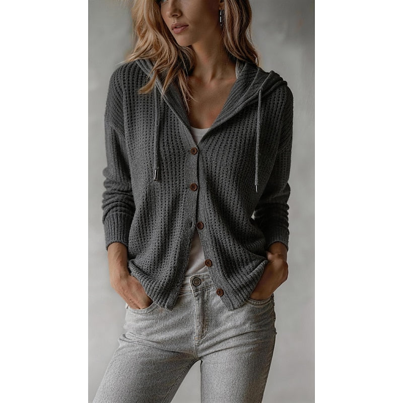 Isaline Hooded Button-Front Cardigan