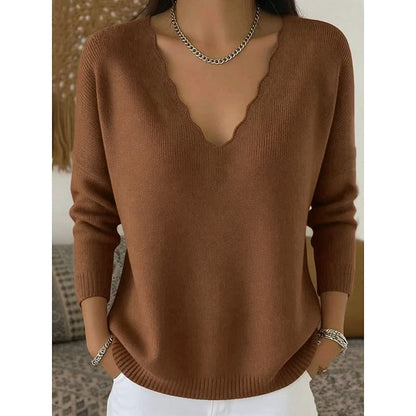 Zinnia Scalloped V-Neck Halloween Pullover
