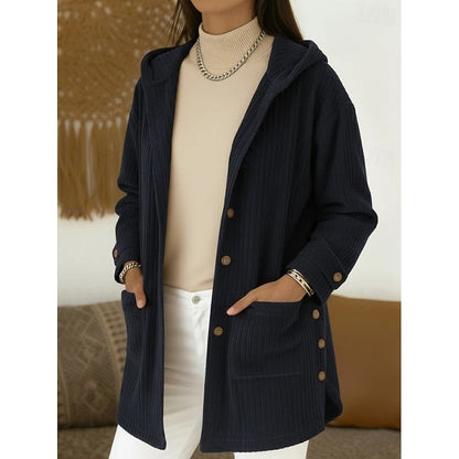 Calista Hooded Button-Front Coat