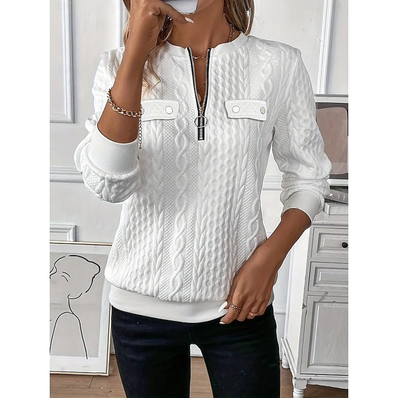 Mirette Cable-Knit Quarter-Zip Top