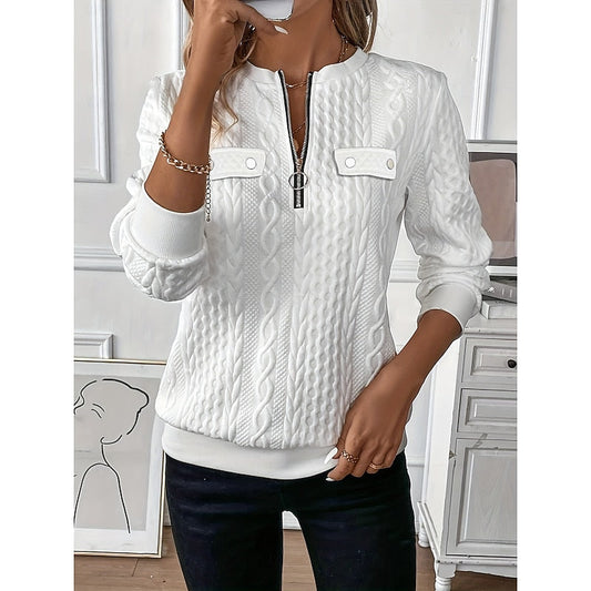Mirette Cable-Knit Quarter-Zip Top