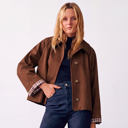 Liora Cropped Oversized Trench Jacket
