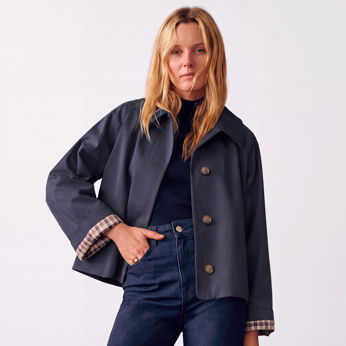 Liora Cropped Oversized Trench Jacket