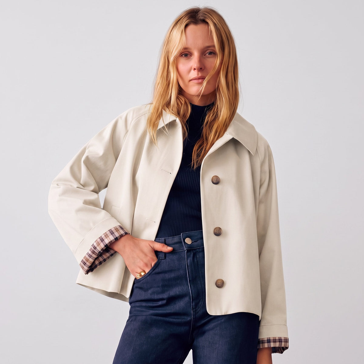 Liora Cropped Oversized Trench Jacket