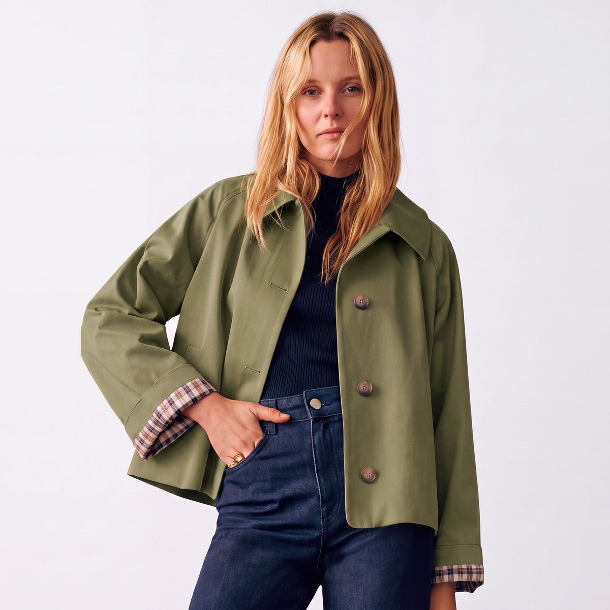 Liora Cropped Oversized Trench Jacket