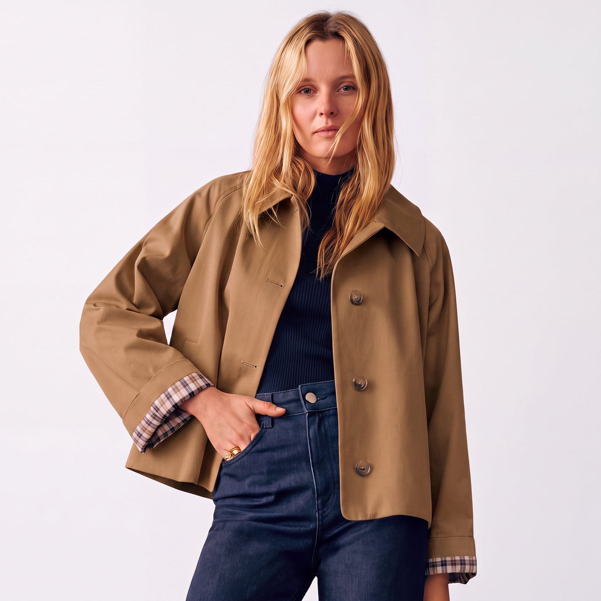 Liora Cropped Oversized Trench Jacket