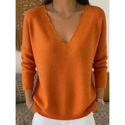 Zinnia Scalloped V-Neck Halloween Pullover