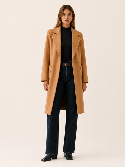 Celestine Long Single-Breasted Trench Coat