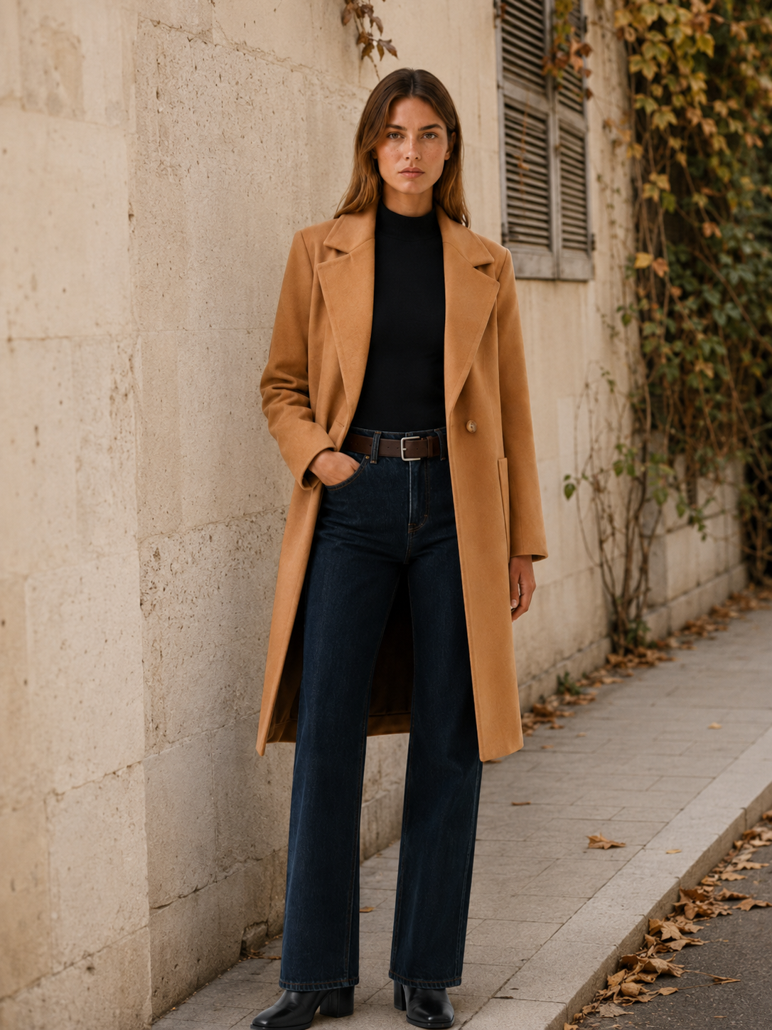 Celestine Long Single-Breasted Trench Coat