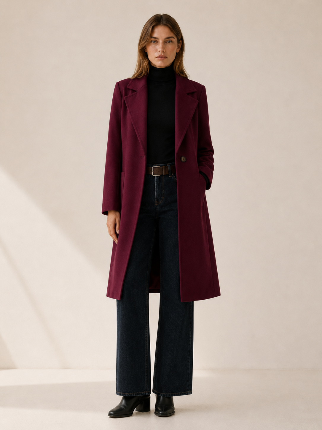 Celestine Long Single-Breasted Trench Coat